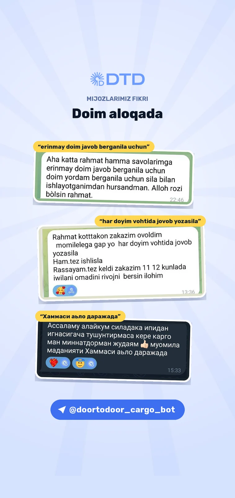Mijozlarning iliq fikrlari — 8